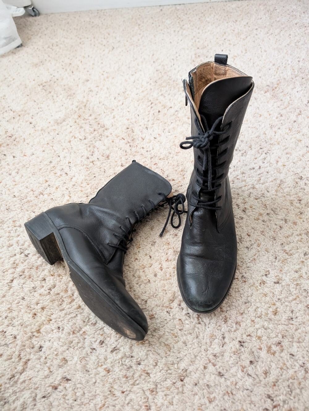 Corso Como black leather lace up boots